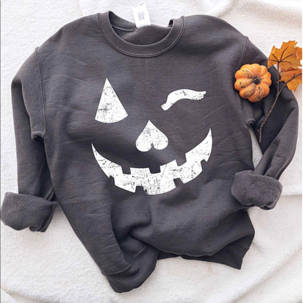 Winking Pumpkin Crewneck Sweatshirt 🎃😉